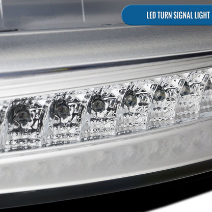 Ronnin - Fits 2010-2011 Kia Soul LED Tube Turn Signal Lights Projector Headlights Assembly Replacement Pair | Chrome