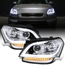 Ronnin - Fits 2010-2011 Kia Soul LED Tube Turn Signal Lights Projector Headlights Assembly Replacement Pair | Chrome