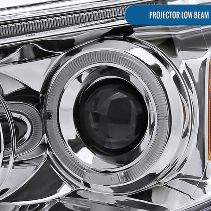 Ronnin - Fits 2005-2011 Toyota Tacoma Upgraded Assembly LED Dual Rims Projector Headlights Pair | Chrome