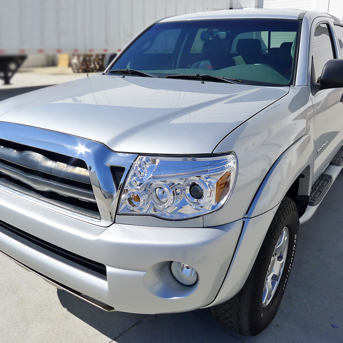 Ronnin - Fits 2005-2011 Toyota Tacoma Upgraded Assembly LED Dual Rims Projector Headlights Pair | Chrome