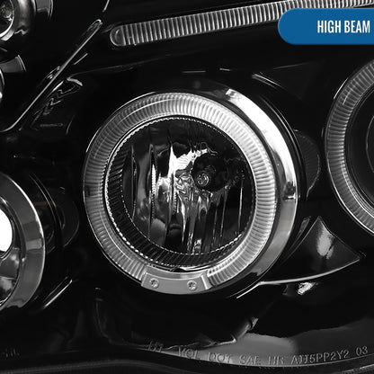 Ronnin - Fits 2005-2011 Toyota Tacoma Upgraded Assembly LED Dual Rims Projector Headlights Pair | Gloss Black