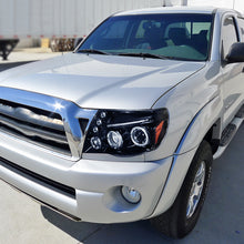 Ronnin - Fits 2005-2011 Toyota Tacoma Upgraded Assembly LED Dual Rims Projector Headlights Pair | Gloss Black