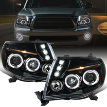 Ronnin - Fits 2005-2011 Toyota Tacoma Upgraded Assembly LED Dual Rims Projector Headlights Pair | Gloss Black