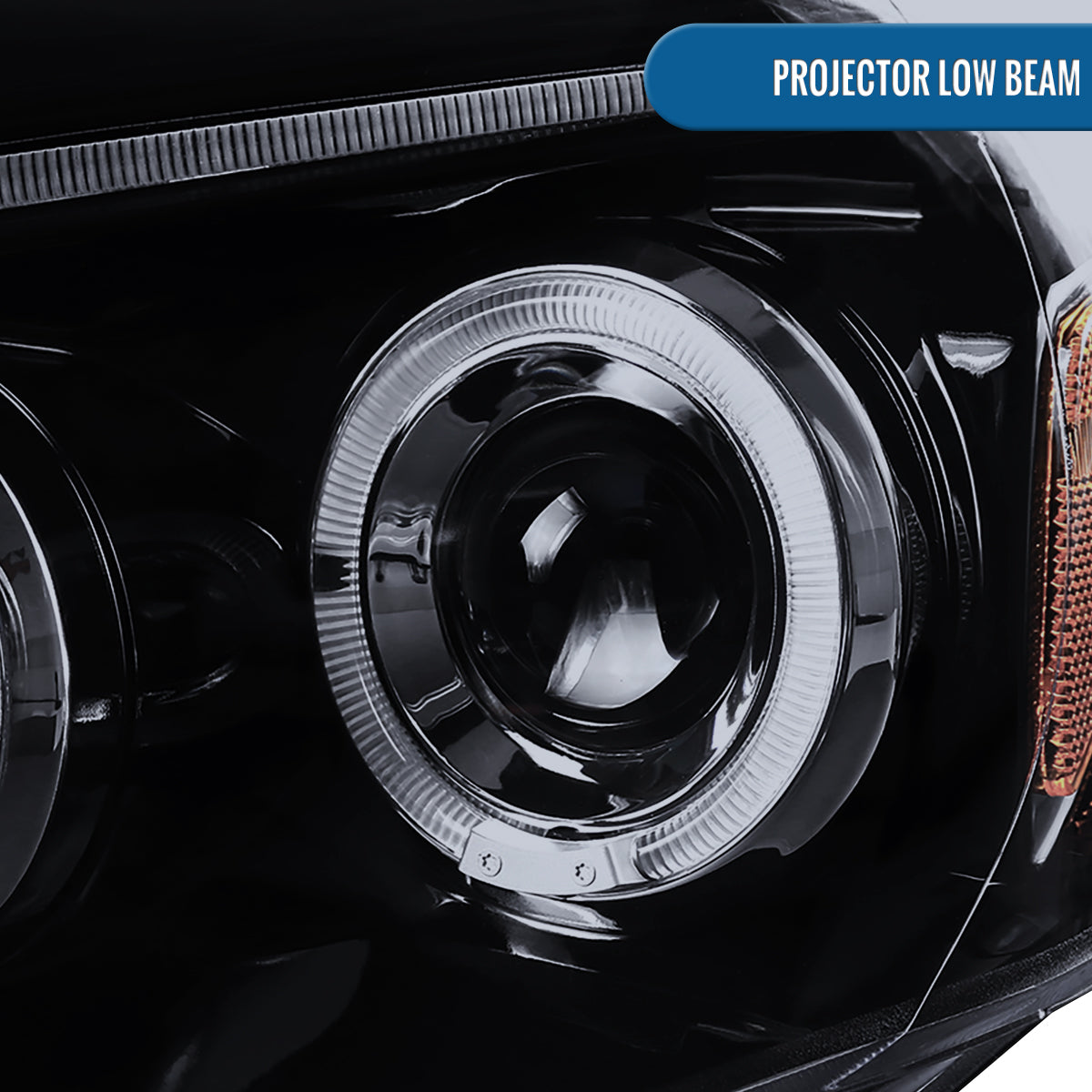 Ronnin - Fits 2005-2011 Toyota Tacoma Upgraded Assembly LED Dual Rims Projector Headlights Pair | Black Smoke