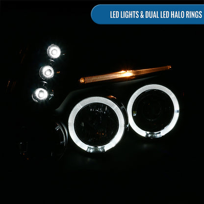 Ronnin - Fits 2005-2011 Toyota Tacoma Upgraded Assembly LED Dual Rims Projector Headlights Pair | Black