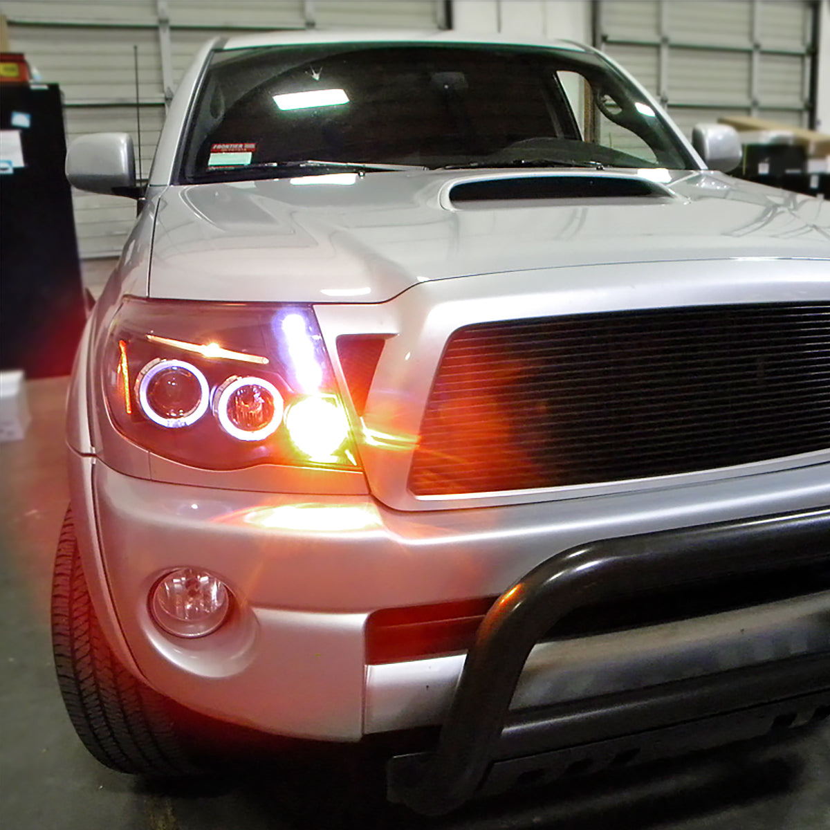 Ronnin - Fits 2005-2011 Toyota Tacoma Upgraded Assembly LED Dual Rims Projector Headlights Pair | Black