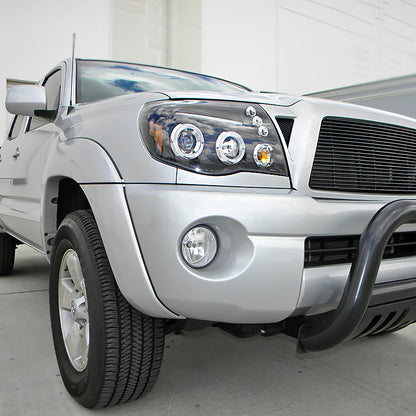 Ronnin - Fits 2005-2011 Toyota Tacoma Upgraded Assembly LED Dual Rims Projector Headlights Pair | Black