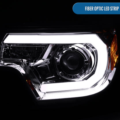 Ronnin - Fits 2012-2015 Toyota Tacoma Upgraded LED Tube Running Lights Projector Headlights Assembly Pair | Chrome