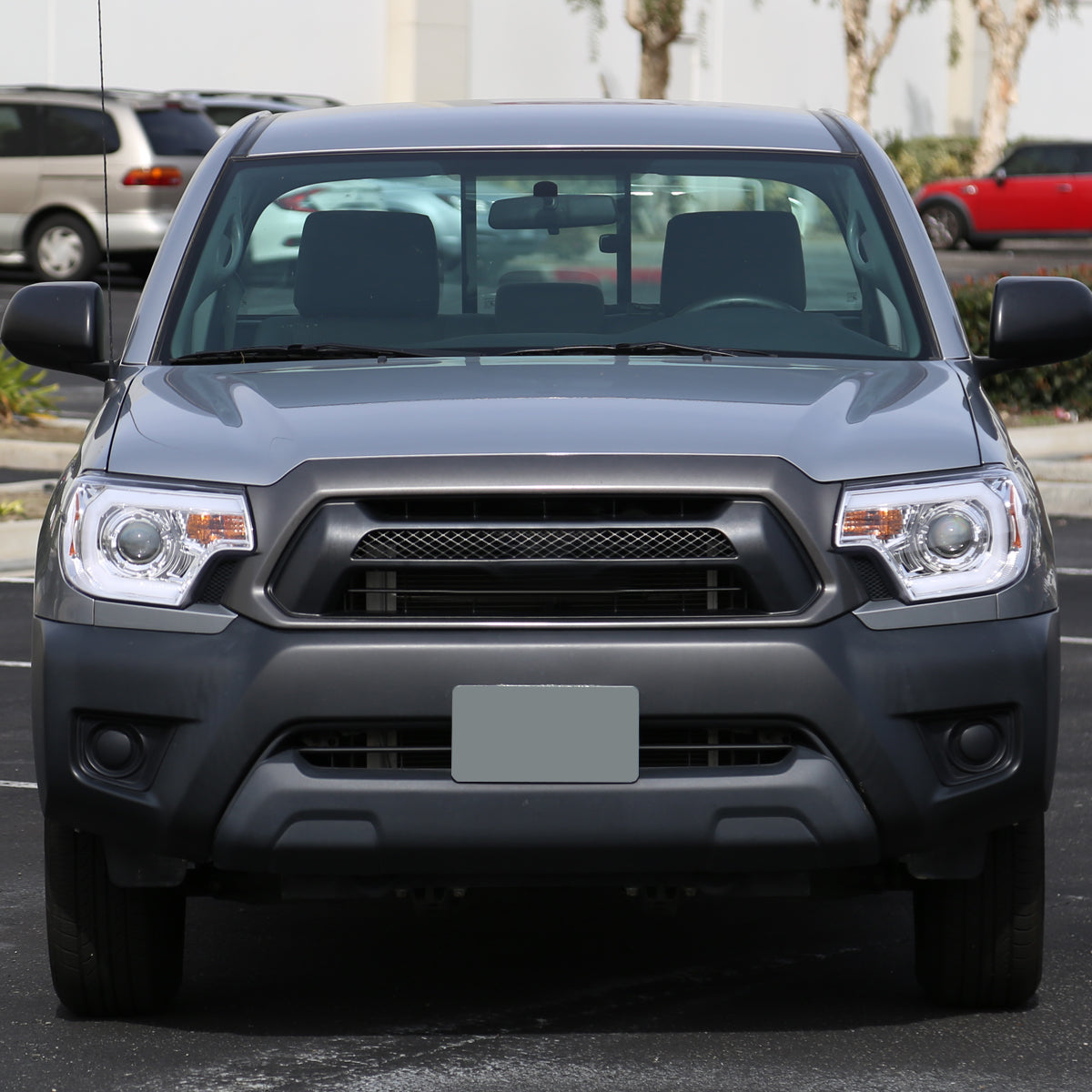 Ronnin - Fits 2012-2015 Toyota Tacoma Upgraded LED Tube Running Lights Projector Headlights Assembly Pair | Chrome