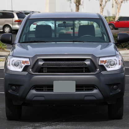 Ronnin - Fits 2012-2015 Toyota Tacoma Upgraded LED Tube Running Lights Projector Headlights Assembly Pair | Chrome