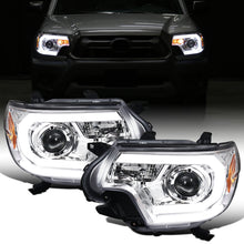 Ronnin - Fits 2012-2015 Toyota Tacoma Upgraded LED Tube Running Lights Projector Headlights Assembly Pair | Chrome