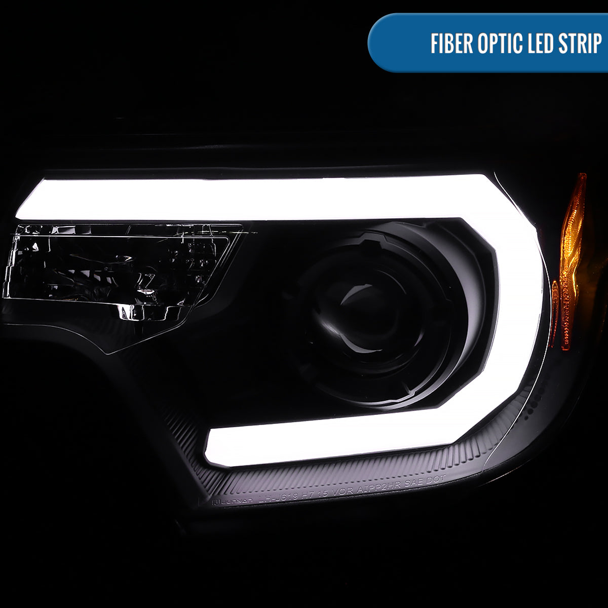 Ronnin - Fits 2012-2015 Toyota Tacoma Upgraded LED Tube Running Lights Projector Headlights Assembly Pair | Black