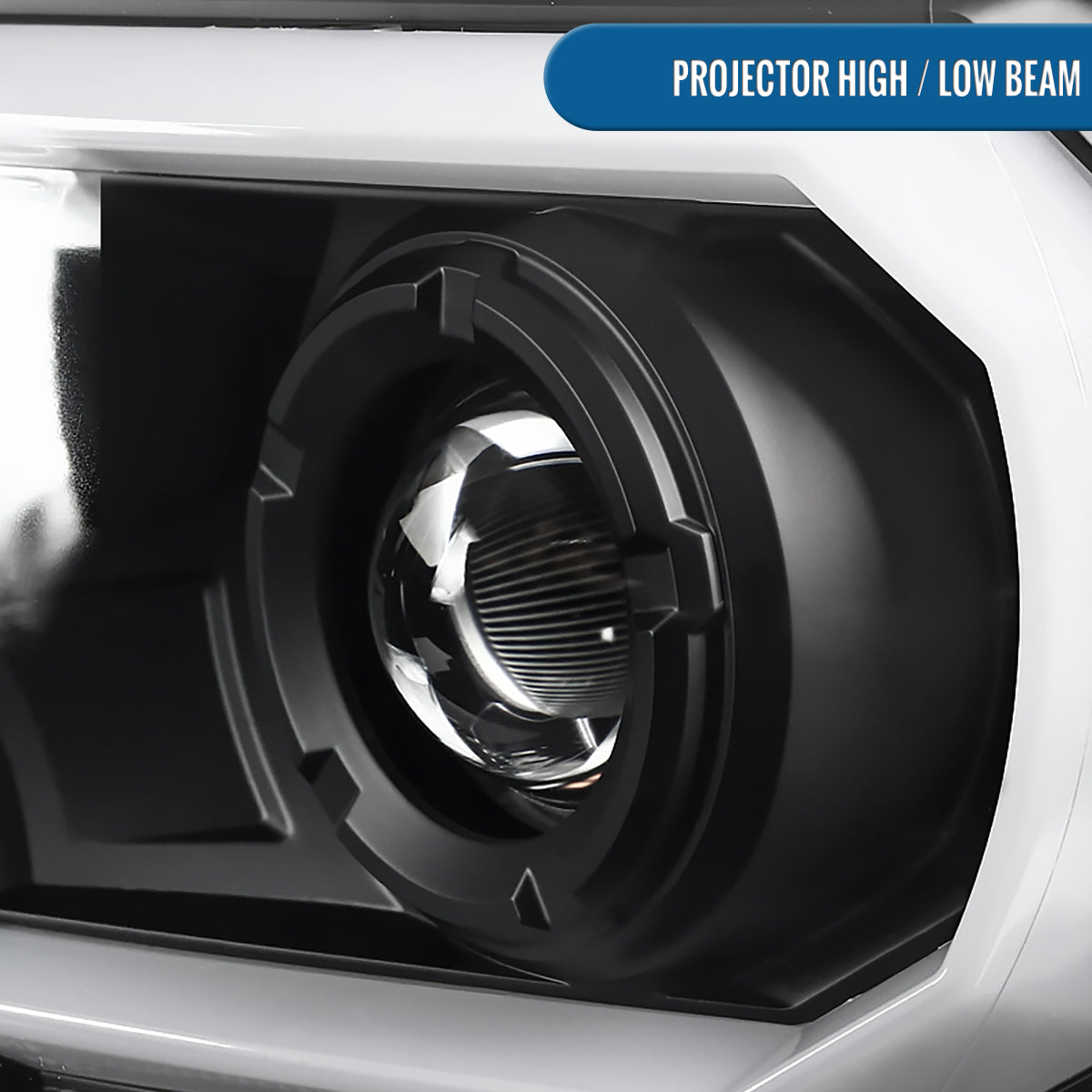 Ronnin - Fits 2012-2015 Toyota Tacoma Upgraded LED Tube Running Lights Projector Headlights Assembly Pair | Black