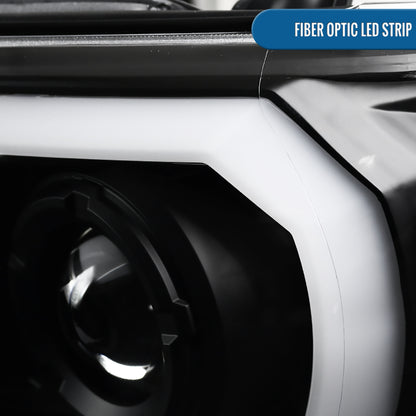 Ronnin - Fits 2012-2015 Toyota Tacoma Upgraded LED Tube Running Lights Projector Headlights Assembly Pair | Black