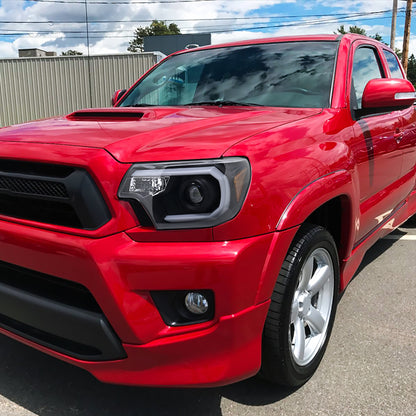 Ronnin - Fits 2012-2015 Toyota Tacoma Upgraded LED Tube Running Lights Projector Headlights Assembly Pair | Black