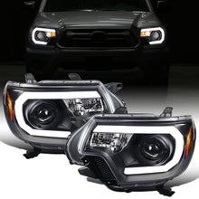 Ronnin - Fits 2012-2015 Toyota Tacoma Upgraded LED Tube Running Lights Projector Headlights Assembly Pair | Black