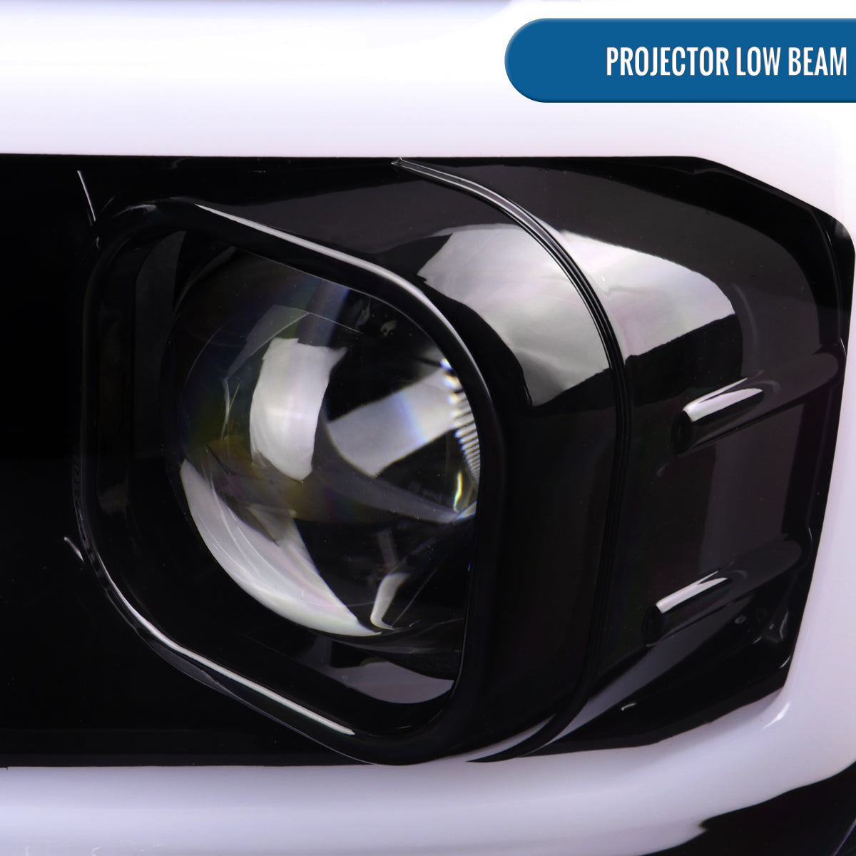 Ronnin - Fits 2016-2023 Toyota Tacoma Upgrade Replacement LED Switchback Turn Signals Tube Projector Halogen Headlights Assembly Pair | Gloss Black