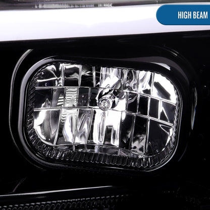 Ronnin - Fits 2016-2023 Toyota Tacoma Upgrade Replacement LED Switchback Turn Signals Tube Projector Halogen Headlights Assembly Pair | Gloss Black