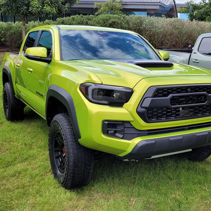 Ronnin - Fits 2016-2023 Toyota Tacoma Upgrade Replacement LED Switchback Turn Signals Tube Projector Halogen Headlights Assembly Pair | Black Smoke