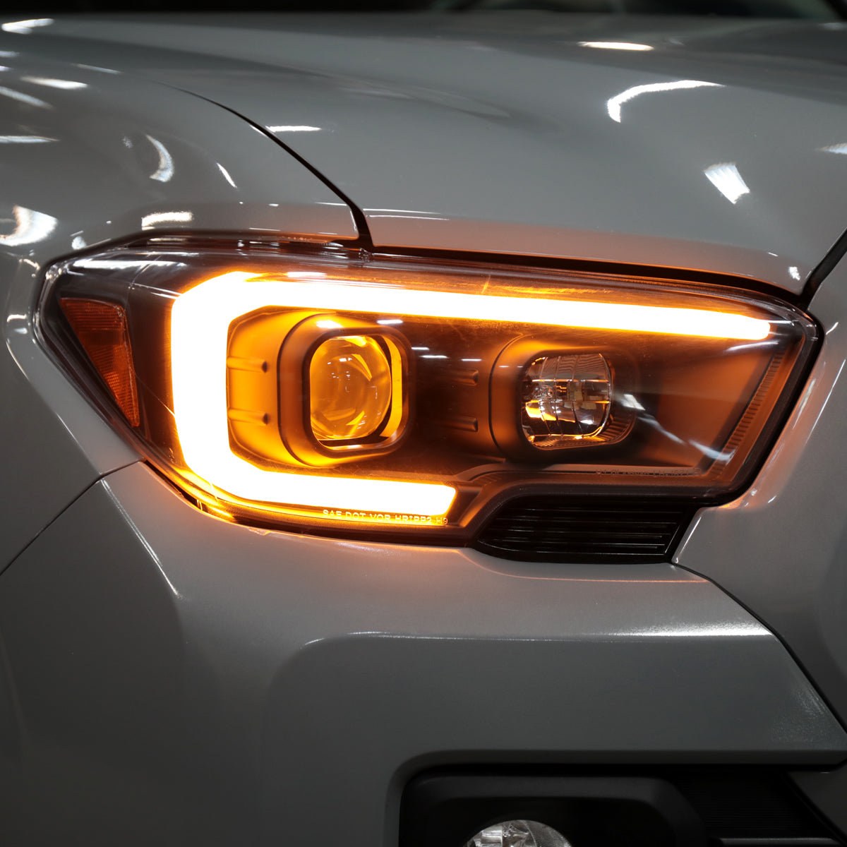 Ronnin - Fits 2016-2023 Toyota Tacoma Upgrade Replacement LED Switchback Turn Signals Tube Projector Halogen Headlights Assembly Pair | Black