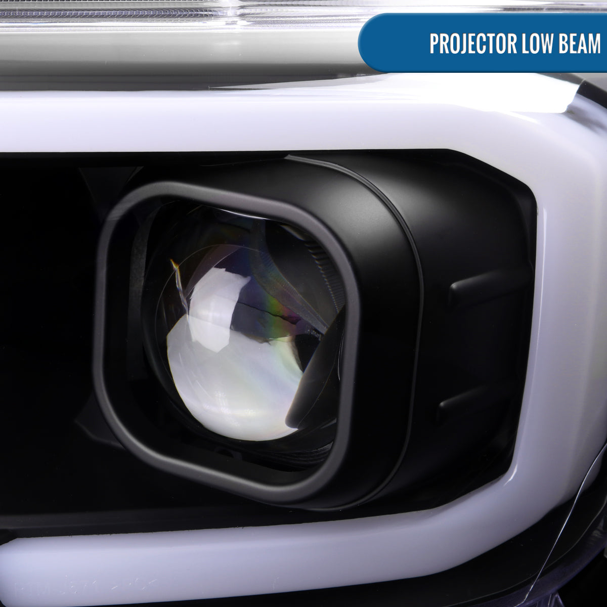 Ronnin - Fits 2016-2023 Toyota Tacoma Upgrade Replacement LED Switchback Turn Signals Tube Projector Halogen Headlights Assembly Pair | Black