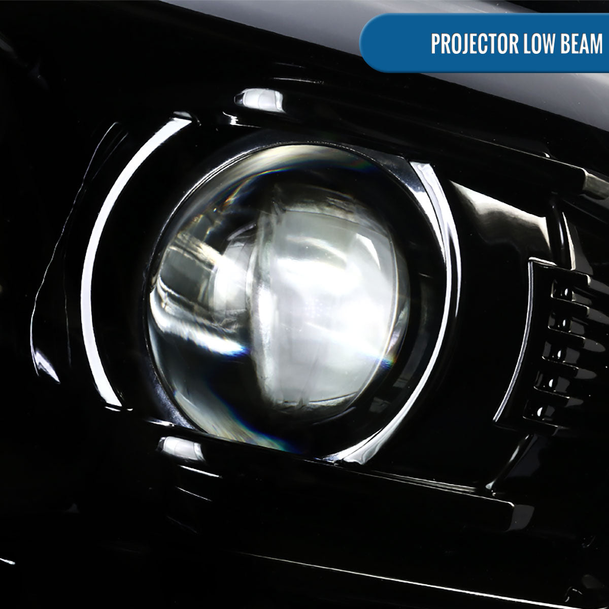 Ronnin - Fits 2015-2020 Chevy Tahoe Suburban 3500HD Upgraded Assembly LED Tube Projector Halogen Headlights Replacement Pair | Gloss Black