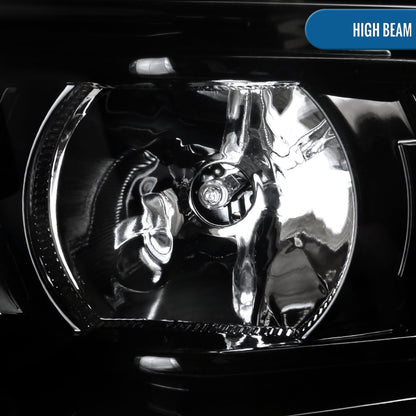 Ronnin - Fits 2015-2020 Chevy Tahoe Suburban 3500HD Upgraded Assembly LED Tube Projector Halogen Headlights Replacement Pair | Gloss Black