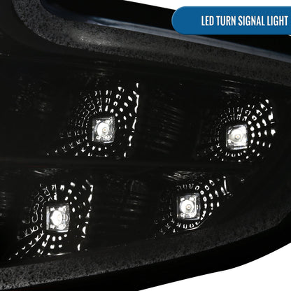 Ronnin - Fits 2015-2020 Chevy Tahoe Suburban 3500HD Upgraded Assembly LED Tube Projector Halogen Headlights Replacement Pair | Gloss Black