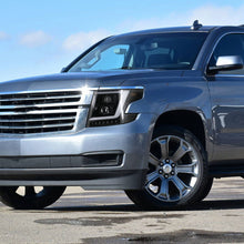 Ronnin - Fits 2015-2020 Chevy Tahoe Suburban 3500HD Upgraded Assembly LED Tube Projector Halogen Headlights Replacement Pair | Gloss Black