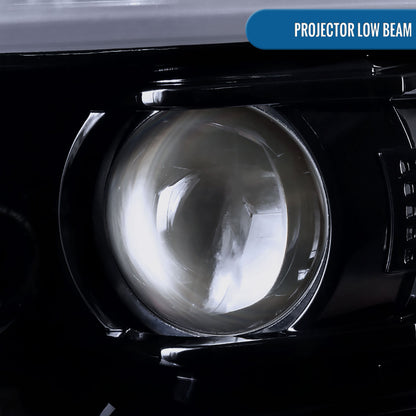 Ronnin - Fits 2015-2020 Chevy Tahoe Suburban 3500HD Upgraded Assembly LED Tube Projector Halogen Headlights Replacement Pair | Black Smoke