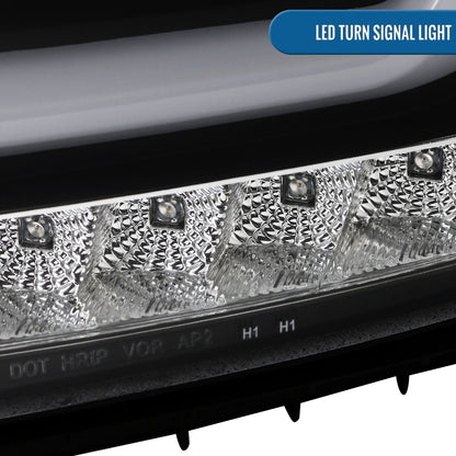 Ronnin - Fits 2015-2020 Chevy Tahoe Suburban 3500HD Upgraded Assembly LED Tube Projector Halogen Headlights Replacement Pair | Black