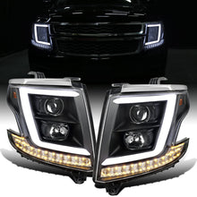 Ronnin - Fits 2015-2020 Chevy Tahoe Suburban 3500HD Upgraded Assembly LED Tube Projector Halogen Headlights Replacement Pair | Black