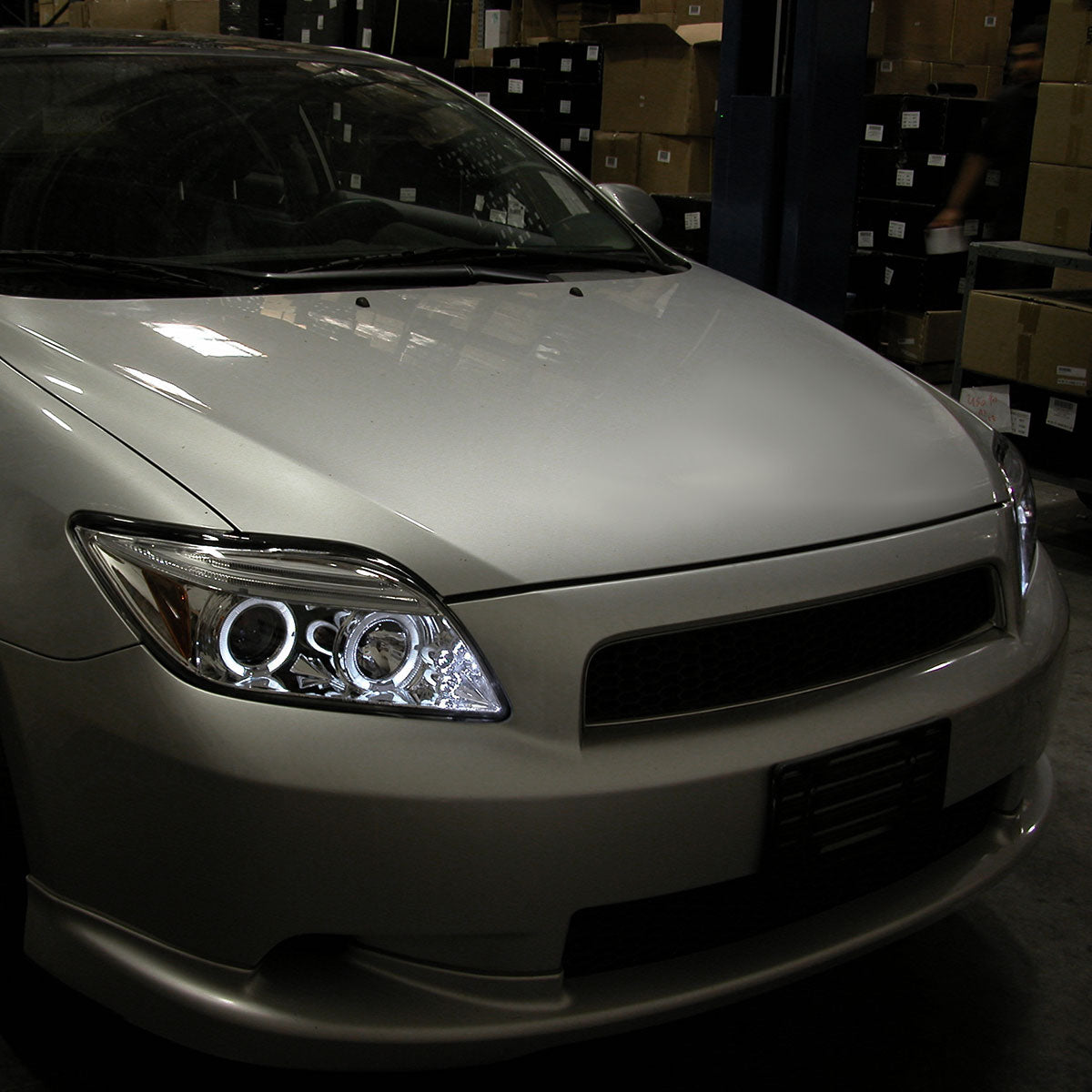 Ronnin - Fits 2005-2010 Scion tC LED Halo Rims Projector Headlights Upgrade Assembly Pair | Chrome