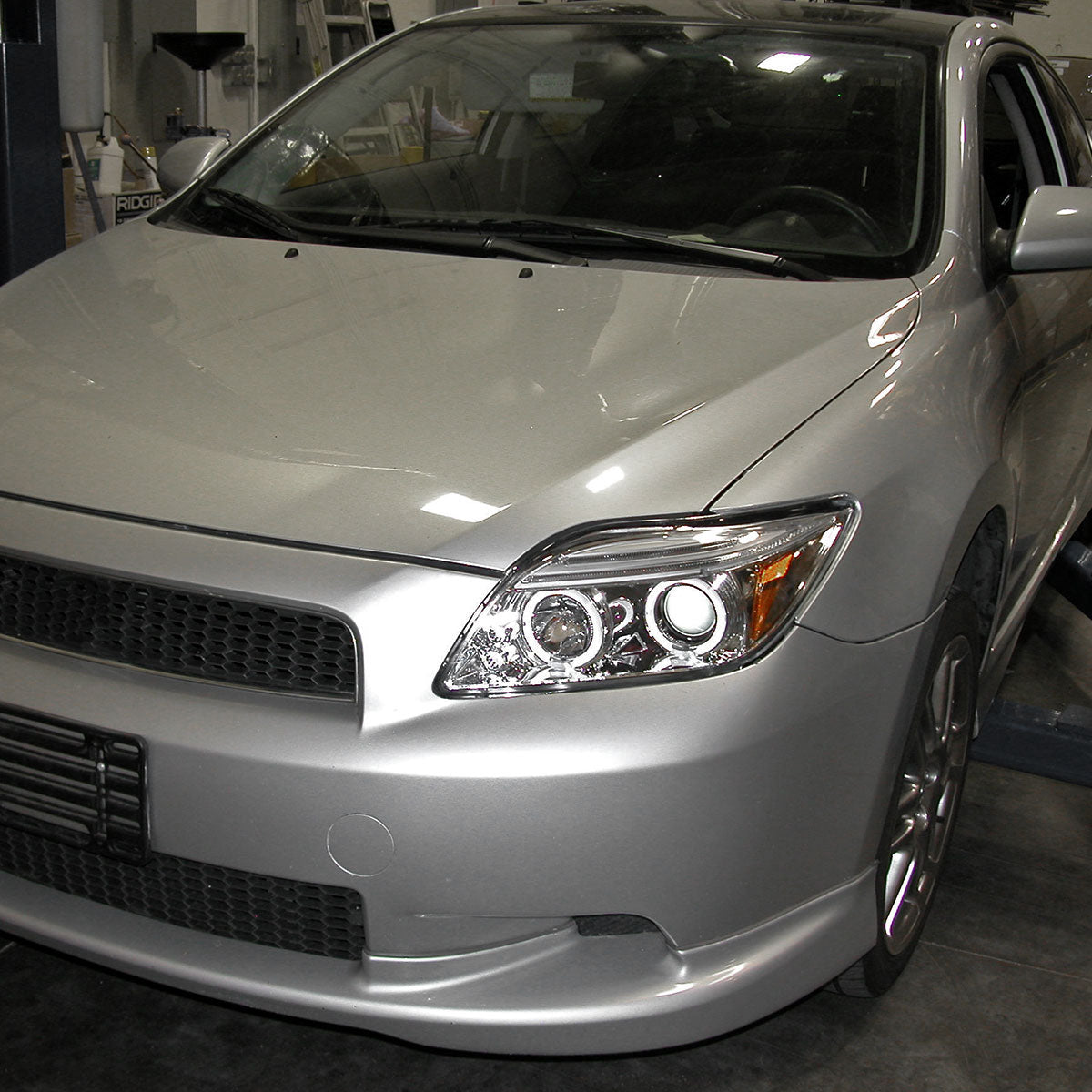 Ronnin - Fits 2005-2010 Scion tC LED Halo Rims Projector Headlights Upgrade Assembly Pair | Chrome