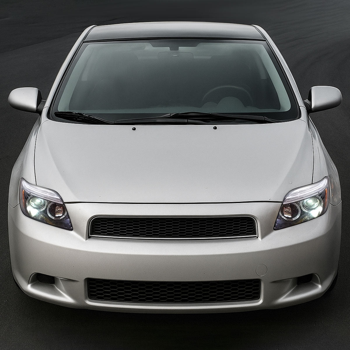 Ronnin - Fits 2005-2010 Scion tC LED Halo Rims Projector Headlights Upgrade Assembly Pair | Gloss Black