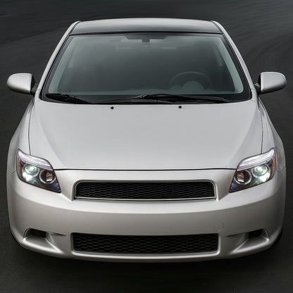 Ronnin - Fits 2005-2010 Scion tC LED Halo Rims Projector Headlights Upgrade Assembly Pair | Gloss Black