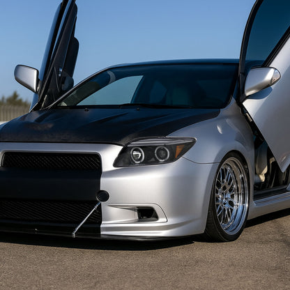 Ronnin - Fits 2005-2010 Scion tC LED Halo Rims Projector Headlights Upgrade Assembly Pair | Gloss Black