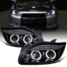 Ronnin - Fits 2005-2010 Scion tC LED Halo Rims Projector Headlights Upgrade Assembly Pair | Black Smoke