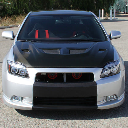 Ronnin - Fits 2005-2010 Scion tC LED Halo Rims Projector Headlights Upgrade Assembly Pair | Black