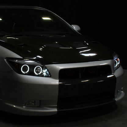 Ronnin - Fits 2005-2010 Scion tC LED Halo Rims Projector Headlights Upgrade Assembly Pair | Black
