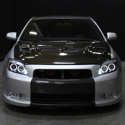 Ronnin - Fits 2005-2010 Scion tC LED Halo Rims Projector Headlights Upgrade Assembly Pair | Black