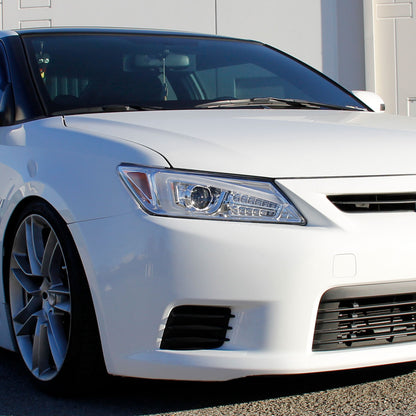 Ronnin - Se adapta a Scion tC 2011-2013 Luces direccionales LED de repuesto mejoradas Montaje de faros delanteros con proyector Par | Cromado
