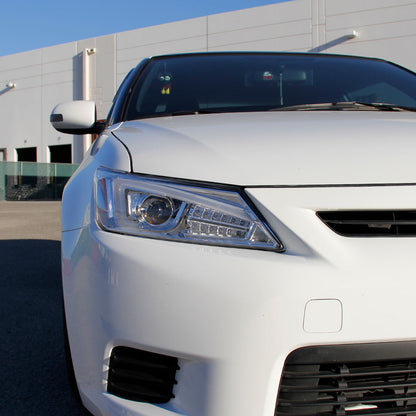 Ronnin - Se adapta a Scion tC 2011-2013 Luces direccionales LED de repuesto mejoradas Montaje de faros delanteros con proyector Par | Cromado