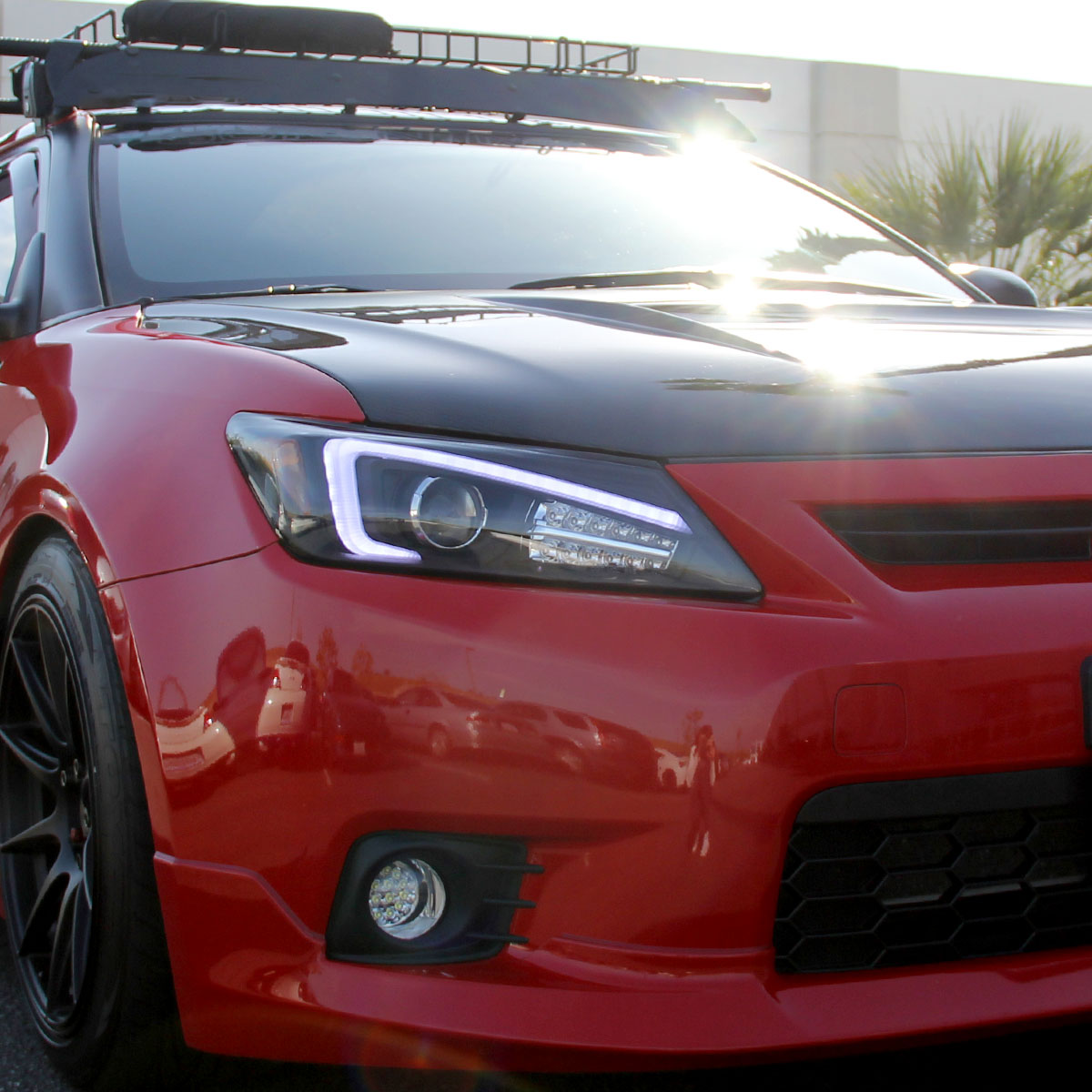 Ronnin - Se adapta a Scion tC 2011-2013, par de conjunto de faros delanteros con proyector LED de repuesto mejorado para intermitentes | Negro