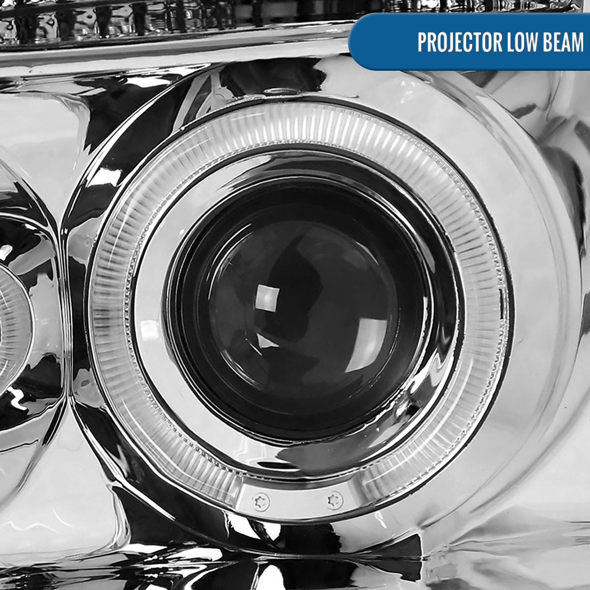 Ronnin - Fits 2004-2015 Nissan Armada Titan Upgraded Assembly LED Dual Halo Rims Projector Headlights Replacement Pair | Chrome