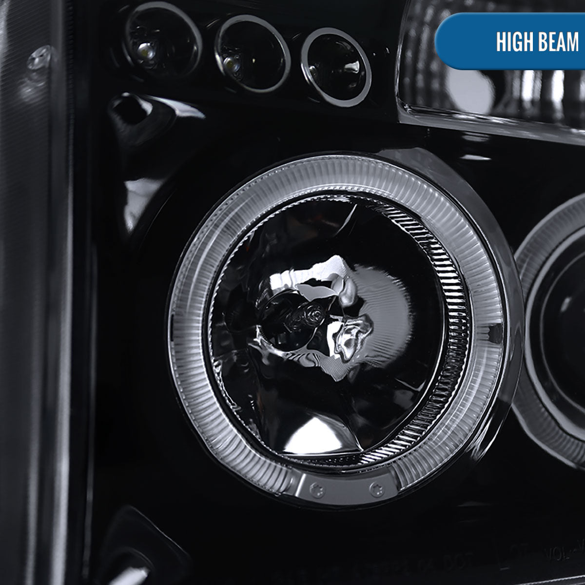 Ronnin - Fits 2004-2015 Nissan Armada Titan Upgraded Assembly LED Dual Halo Rims Projector Headlights Replacement Pair | Black Smoke