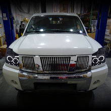 Ronnin - Fits 2004-2015 Nissan Armada Titan Upgraded Assembly LED Dual Halo Rims Projector Headlights Replacement Pair | Black Smoke