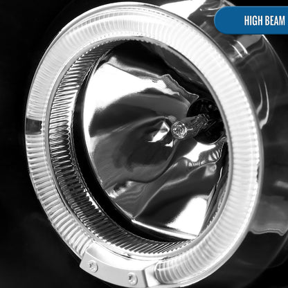 Ronnin - Fits 2004-2015 Nissan Armada Titan Upgraded Assembly LED Dual Halo Rims Projector Headlights Replacement Pair | Black