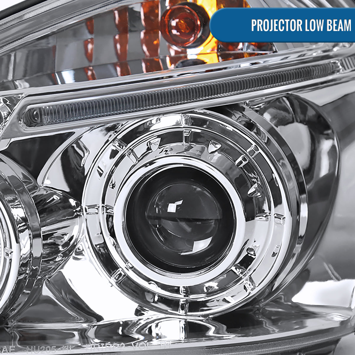 Ronnin - Fits 2005-2009 Hyundai Tucson LED Halo Rim Running Lights Projector Headlights Upgrade Assembly Pair | Chrome