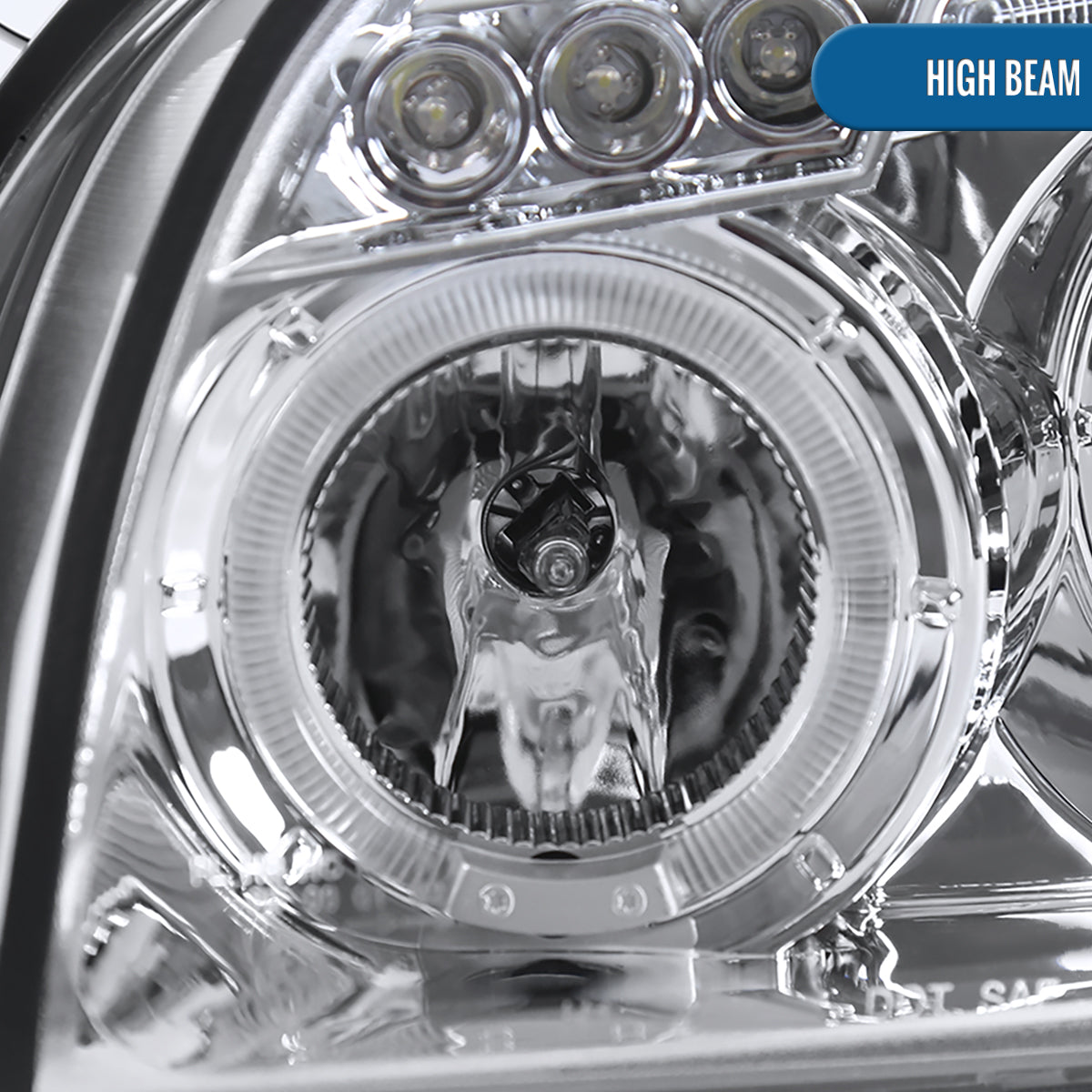 Ronnin - Fits 2005-2009 Hyundai Tucson LED Halo Rim Running Lights Projector Headlights Upgrade Assembly Pair | Chrome